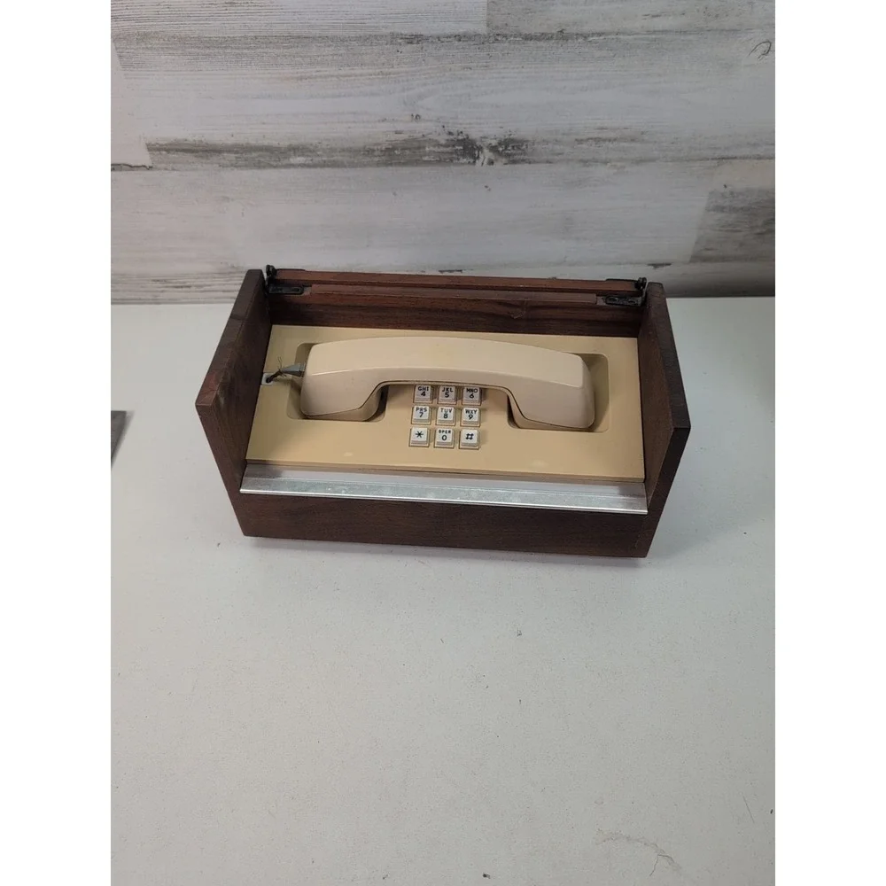 Vintage Western Electric Executive Stowaway Touch Tone Desk Phone Wood Box